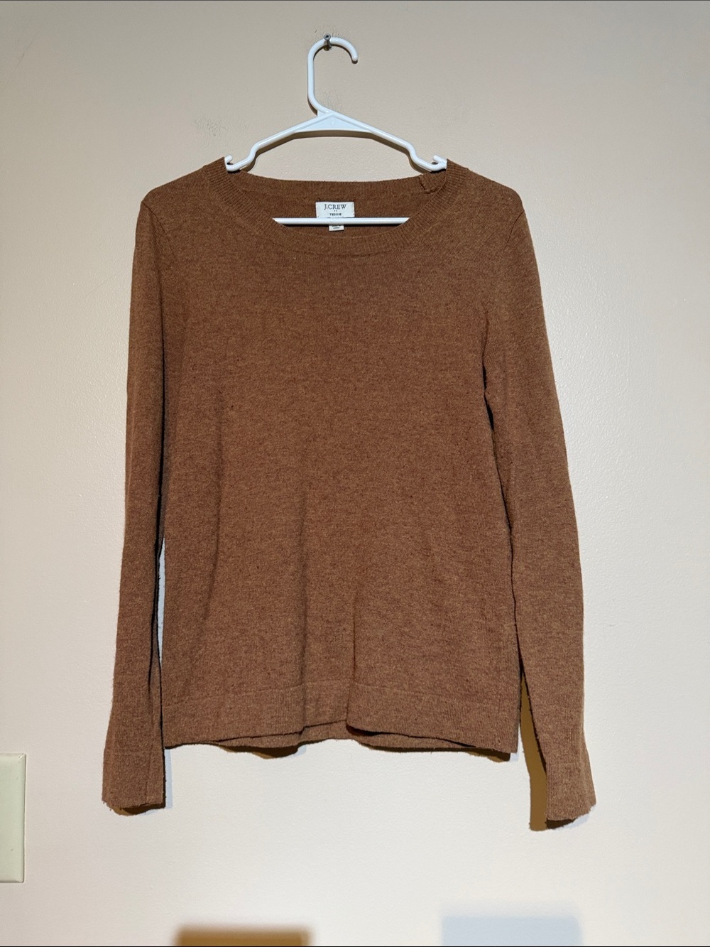 J. Crew Brown Crewneck Sweater Teddie cotton wool blend